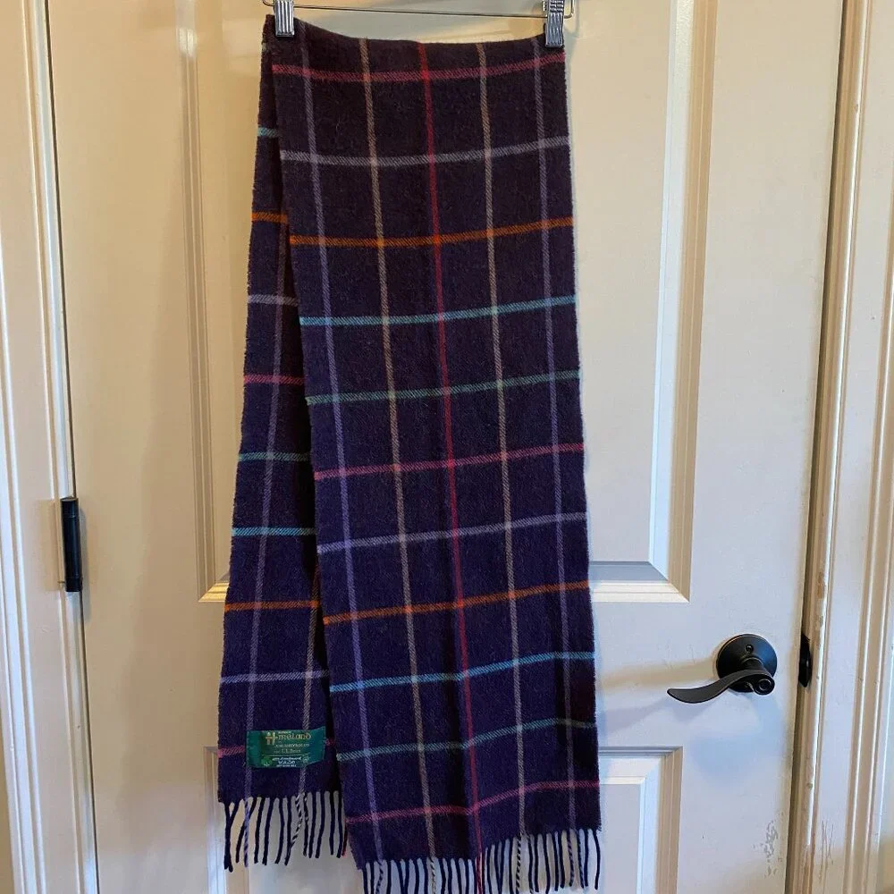 Vintage John Hamly & Co Ltd. For LL Bean Tartan Plaid 100% Lambswool Scarf
